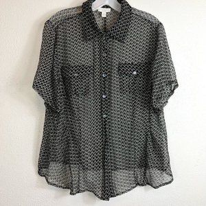 CHARTER CLUB WOMAN 100% SILK BUTTON DOWN BLOUSE SIZE 18W